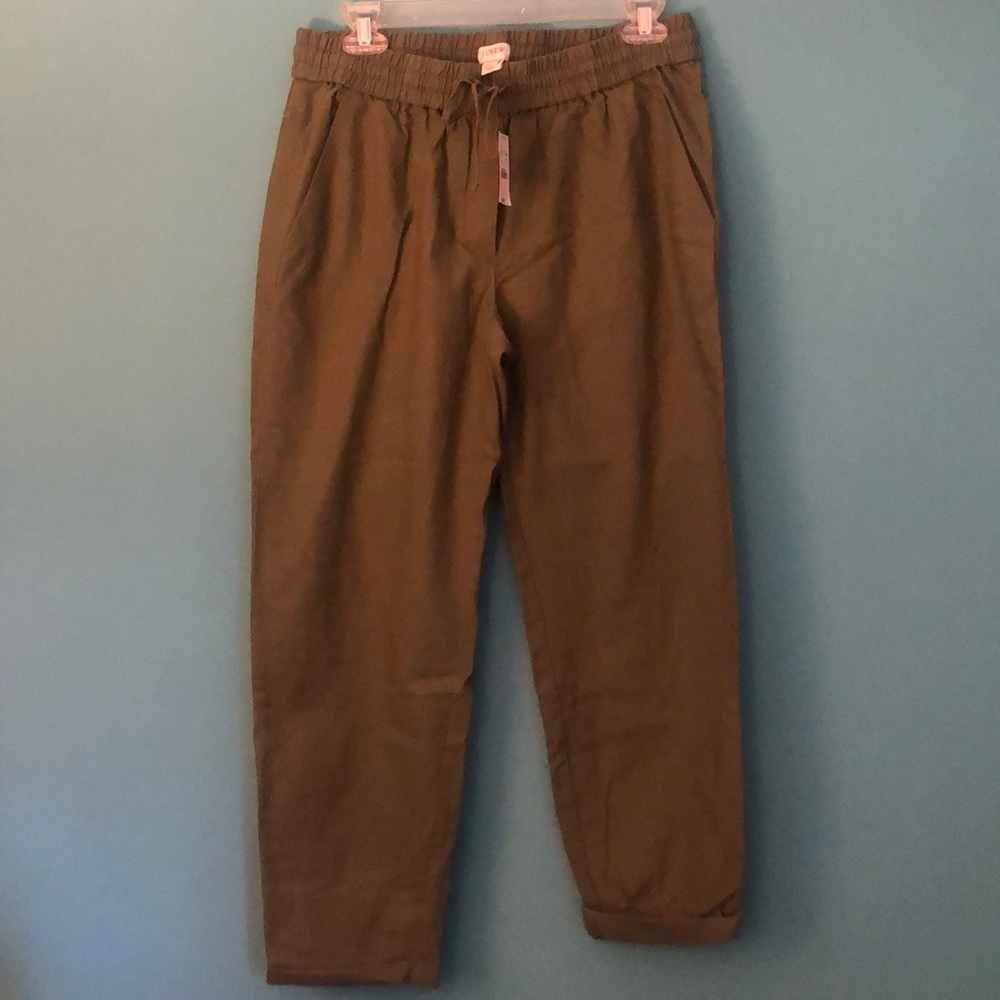 J Crew Green Linen Pants NWT